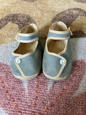 1950s Blue Canvas Mary Jane Baby Shoes